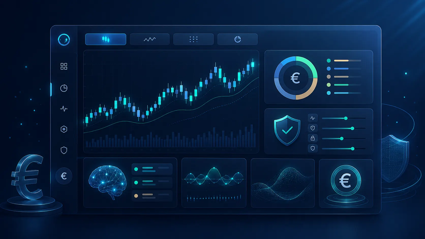 Maquette conceptuelle du tableau de bord et des outils de risque Equlum App AI